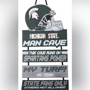 Michigan State Man Cave Wall Art - Green and White